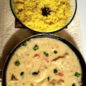 Khichdi rice and saas - Fish/Prawn/Brinjal/Turia