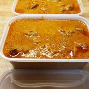 Mutton curry ( boneless) and White rice